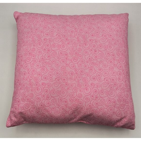 Fa La La Handmade Pink Pillow W/ Cross Stitch Holiday Design Swirl Pattern Back - Picture 3 of 6